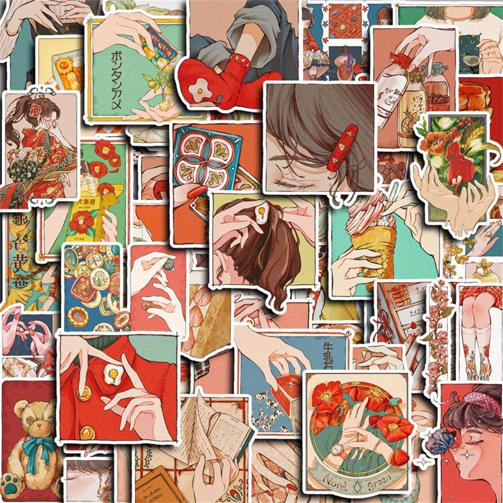 Japanese Lifestyle And Traditions - 50 Buah Stiker Gaya Vintage Tradisional