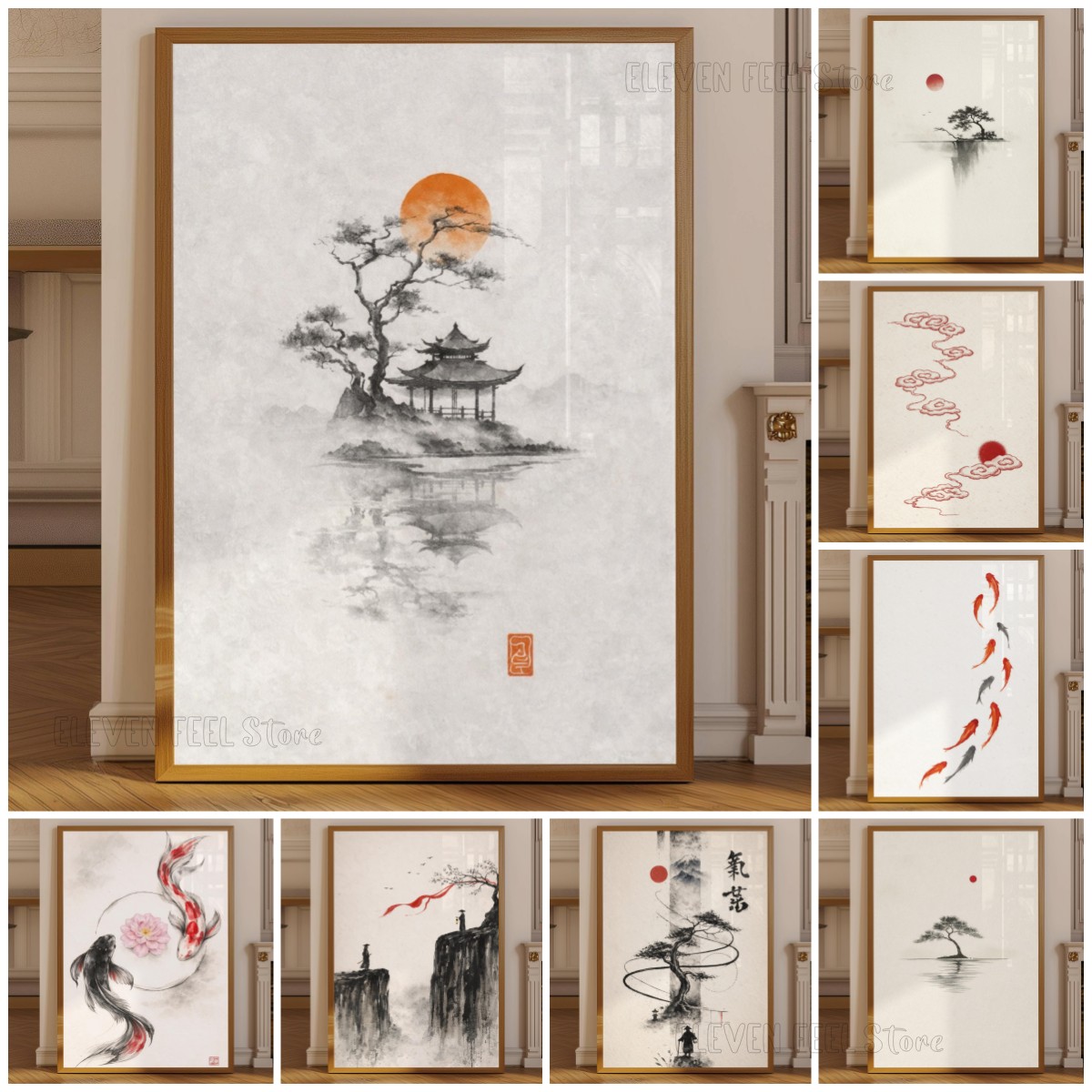 Japanese Minimalist Lifestyle - Poster Pohon Tinta Jepang Wabi Sabi
