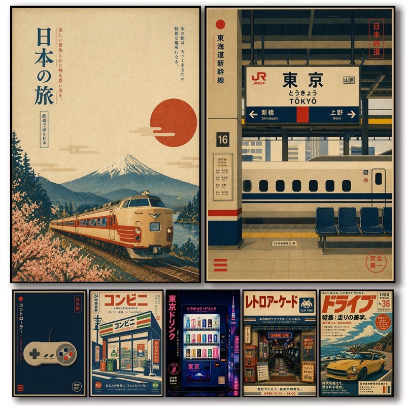 Japanese Lifestyle And Traditions - Poster Mobil Arcade Permainan Stasiun Kereta