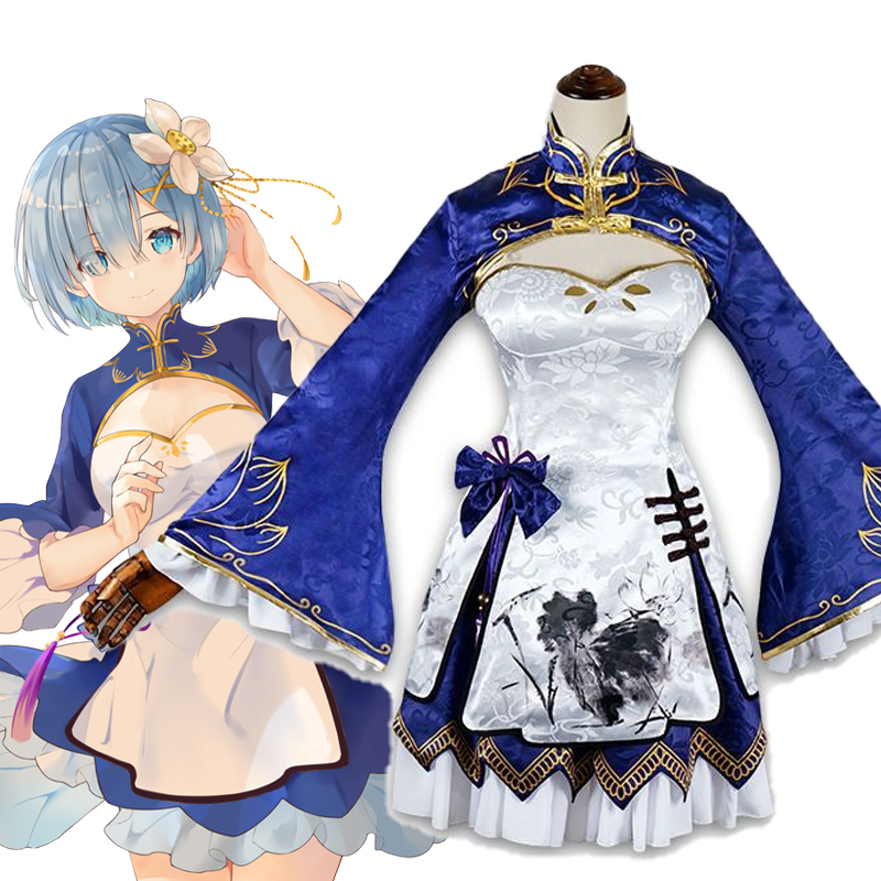 Japanese Lifestyle Anime - Gaun Cosplay Rem Ram Anime Cheongsam