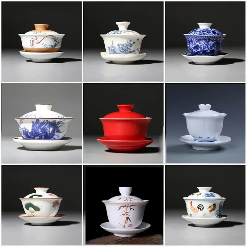 Matcha Bowl Chawan - Jingdezhen-mangkuk teh Gaiwan Cina, cangkir porselen